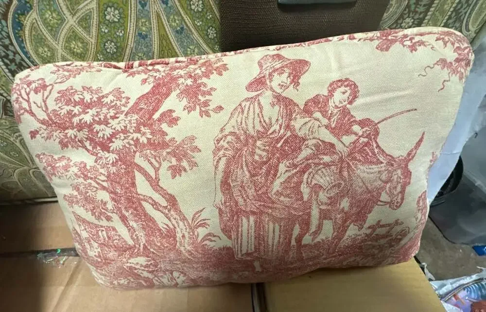 Vintage Waverly Red Toile Throw Pillow 16 Inch x 8 Inch